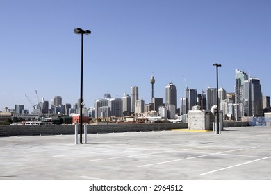 Urban Carpark, Sydney City Skyline On A Summer Day, Cityscape, Australia