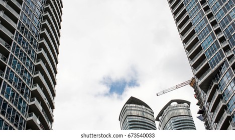 Urban City Toronto With Construction Of High Rise Condos