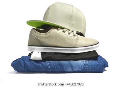 Urban Clothes Set On A White Background