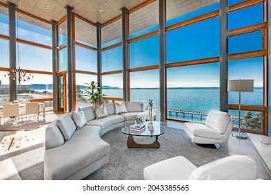 Urban condo with floor to ceiling windows and ocean view - Shutterstock ID 2043385565