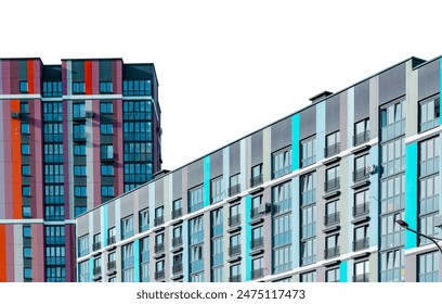 Urban condominium buildings with modern facades. Isolated structures perfect for real estate investment themes. Showcasing high rise apartments and contemporary designs. Ideal - Powered by Shutterstock