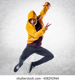 Urban Dancer Over Textured Background