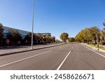 Urban empty road in hot summer