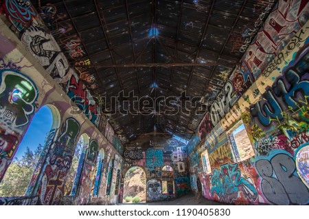 Urban exploration is the explotion of man made structures, usually abandoned ruins or not usually seen components of the man made enviroment. Halloween background.