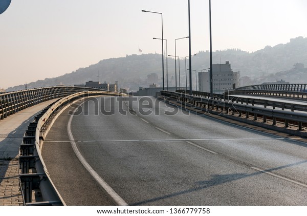 Urban highway bridge\
road.