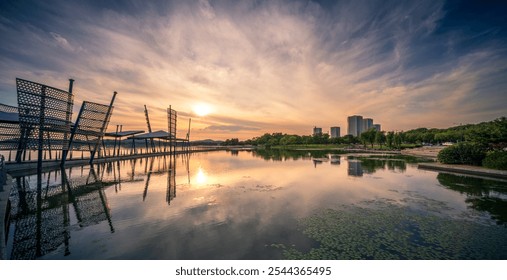 The Urban Lake Sunset Reflection - Powered by Shutterstock