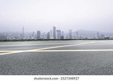 Urban Landscape: A Modern Skyline with Tranquil Road Perspective   - Powered by Shutterstock