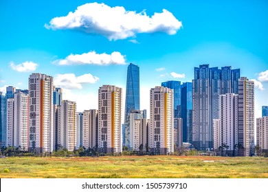 Urban Landscape Of Songdo International Business District And Free Economic Zone, Incheon Metropolitan City, South Korea.