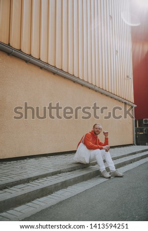 Similar – Image, Stock Photo L. in the streets