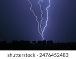 Urban lightening storm in the city