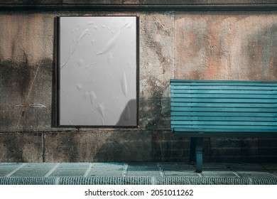 Urban Mock up white paper billboard or poster in a frame on a wall background - Shutterstock ID 2051011262
