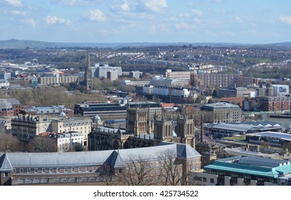 Urban Rooftop City View Of Bristol, United Kingdom 