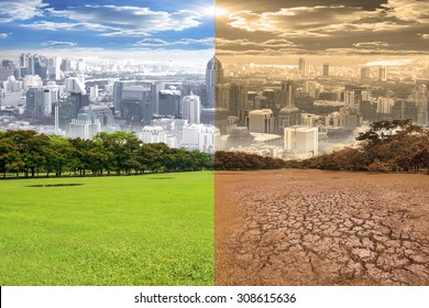 Urban scene showing the effect of environment climate change - Shutterstock ID 308615636