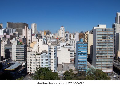 Urban Skyline In Sao Paulo, Brazil, With Copan Building