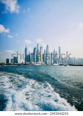 Urban Skyline with Skyscrapers and Office Buildings by the Sea , Dubai - UAE