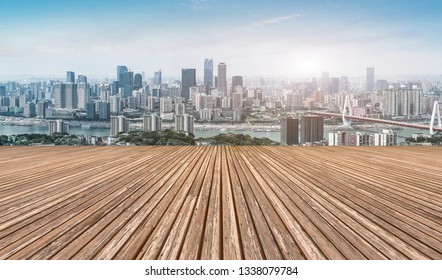 Wood Floor Background Downtown City Evening Stock Photo 441431593 ...