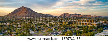Urban sunset over downtown Scottsdale Arizona