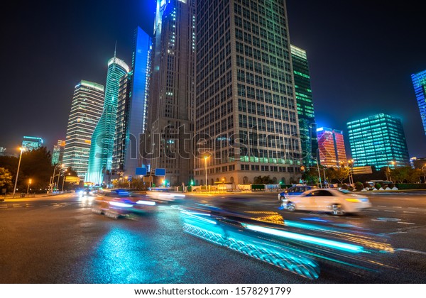 the urban traffic of\
shanghai at night