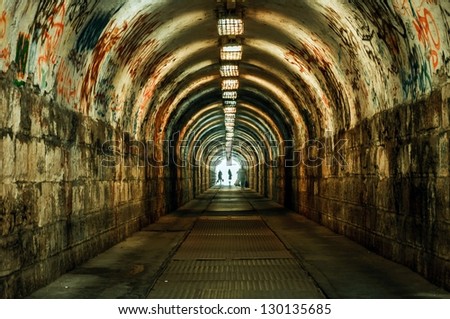 Urban underground tunnel  with light