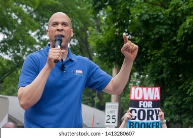 Urbandale, Iowa USA. May 27, 2019.
Presidential Candidate  Senator Cory Booker (D – New Jersey) Speaks At A Memorial Day Rally In Urbandale, Iowa.
