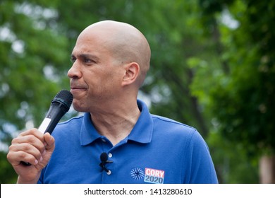 Urbandale, Iowa USA. May 27, 2019.
Presidential Candidate  Senator Cory Booker (D – New Jersey) Speaks At A Memorial Day Rally In Urbandale, Iowa.
