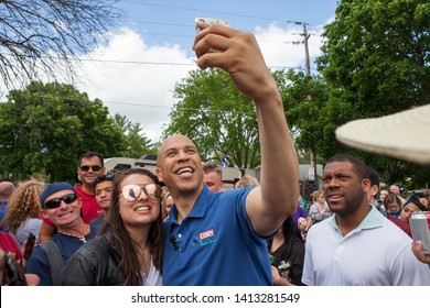 Urbandale, Iowa USA. May 27, 2019.
Presidential Candidate Senator Cory Booker (D – New Jersey) Speaks At A Memorial Day Rally In Urbandale, Iowa.