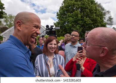 Urbandale, Iowa USA. May 27, 2019.
Presidential Candidate Senator Cory Booker (D – New Jersey) Speaks At A Memorial Day Rally In Urbandale, Iowa.