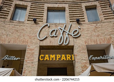 Urbino, Marche, Italy - July 2021: Close Up Of Caffe 