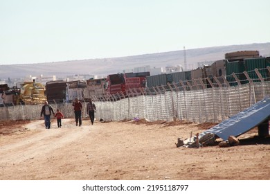 URFA, TURKEY- The View From Suruc Of The Trucks That Were Blocked And Stopped By The ISIS Terrorist Organization In The North Of Syria, Right On The Border With Turkey. NOVEMBER 7, 2014