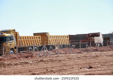 URFA, TURKEY- The View From Suruc Of The Trucks That Were Blocked And Stopped By The ISIS Terrorist Organization In The North Of Syria, Right On The Border With Turkey. NOVEMBER 7, 2014