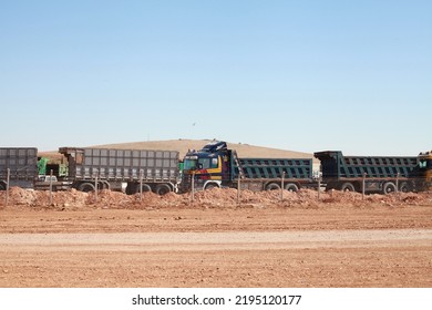 URFA, TURKEY- The View From Suruc Of The Trucks That Were Blocked And Stopped By The ISIS Terrorist Organization In The North Of Syria, Right On The Border With Turkey. NOVEMBER 7, 2014