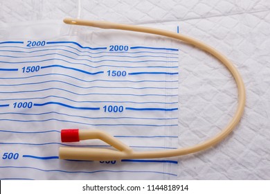 Urinary catheter on the package for urine