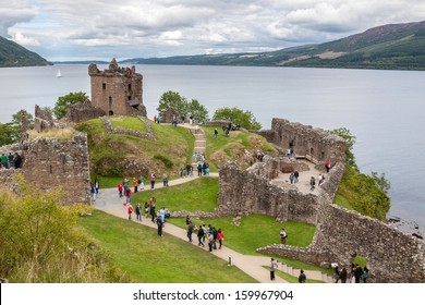 Urquhart Castle Beside Loch Ness In Scotland, UK.