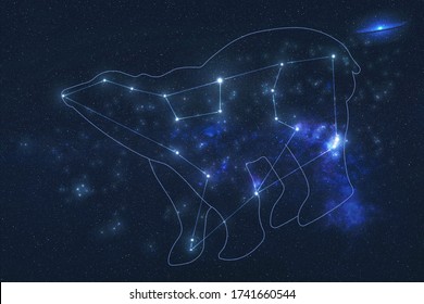 Ursa major Constellation stars in outer space with shape of a bear in lines. Elements of this image were furnished by NASA