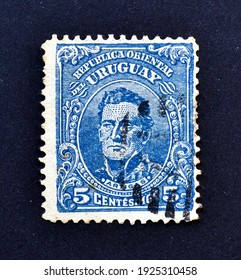 URUGUAY - CIRCA 1910 : Postage Stamp Printed By Uruguay, That Shows Portrait Of José Gervasio Artigas Arnal - National Hero Of Uruguay, Circa 1910.