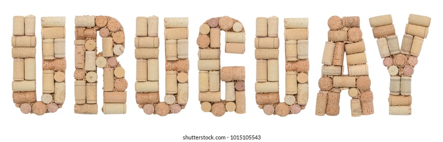 Uruguay Made From Wine Corks Isolated On White Background