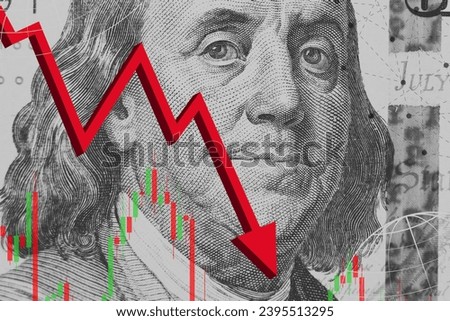 US $100 Bill with down red down arrow