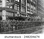 U.S. 39th regiment in Seattle, wear masks to prevent influenza. Dec. 1918. The soldiers were on their way to France during the 1918-19 