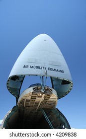 Us Air Force Cargo Plane With Nose Elevated For Loading