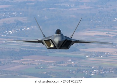 US Air Force F-22 RAPTOR fighter jets overhead Poland