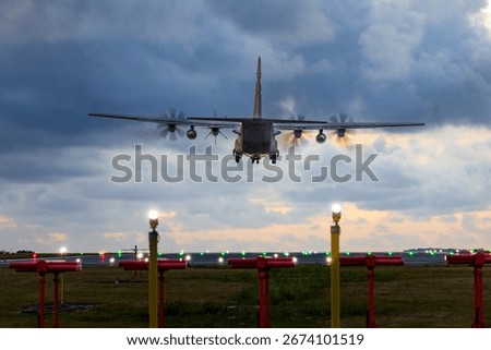US Air Force Lockheed C-130H landing at Cardiff Airport