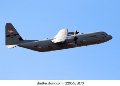 US Air Force Lockheed Martin C-130J-30 Hercules From The Texas Air National Guard 181st Airlift Squadron In Flight. September 17, 2022