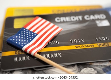 US America flag on credit card. Finance development, Banking Account, Statistics, Investment Analytic research data economy, Stock exchange trading, Business company concept. - Powered by Shutterstock