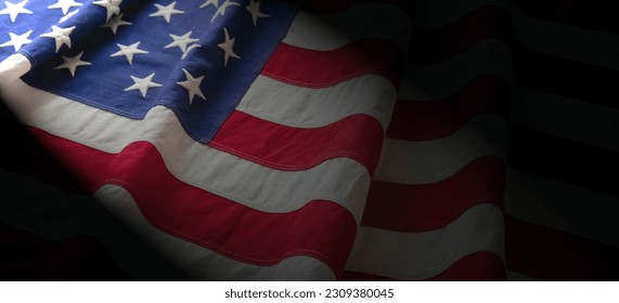 US America flag wave background closeup, USA National Holiday, Memorial and Independence day, July 4th concept - Shutterstock ID 2309380045