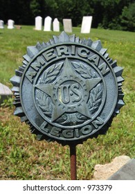 Us American Legion Emblem And Gravestones