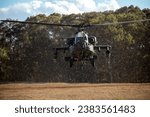 U.S. Army aircraft assigned to the 25th Combat Aviation Brigade, 25th Infantry Division, fly into Kahuku Training Area, Hawaii, Nov. 02, 2023