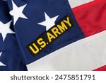 US ARMY Branch Tape on national USA flag background