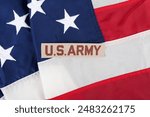 US ARMY Branch Tape on national USA flag background