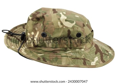 US army camouflaged boonie hat isolated on white background