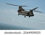 US Army Chinook Helicopter flying in Africa